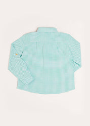 Gingham Polo Collar Long Sleeve Shirt in Green (3-10yrs) Shirts  from Pepa London US