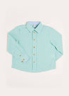 Gingham Polo Collar Long Sleeve Shirt in Green (3-10yrs) Shirts  from Pepa London US