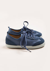 Lace Up Plimsoll Sneakers in Navy (24-34EU) Shoes  from Pepa London US