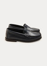 Leather Moccasins In Navy (25-34EU) SHOES  from Pepa London US