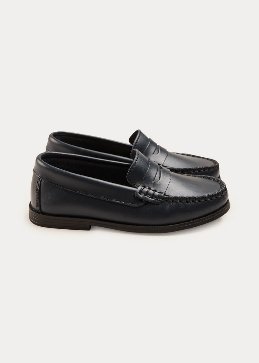 Leather Moccasins In Navy (25-37EU) SHOES from Pepa London US