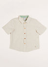 Light Striped Linen Short Sleeve Shirt in Beige (3-10yrs) Shirts  from Pepa London US