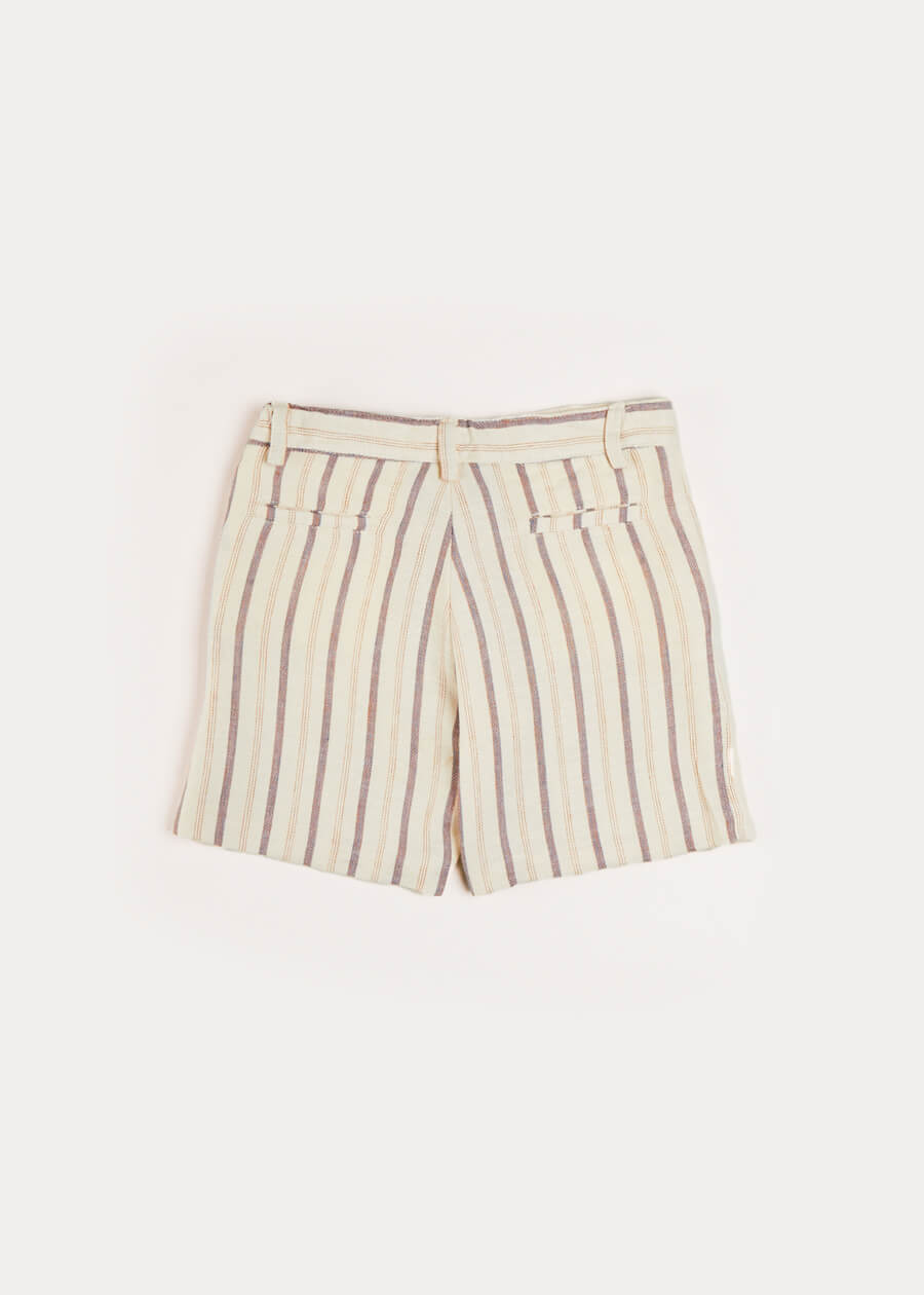 Light Striped Linen Shorts in Beige (4-10yrs) Shorts  from Pepa London US