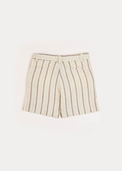 Light Striped Linen Shorts in Beige (4-10yrs) Shorts  from Pepa London US