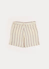 Light Striped Linen Shorts in Beige (4-10yrs) Shorts  from Pepa London US