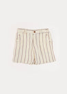 Light Striped Linen Shorts in Beige (4-10yrs) Shorts  from Pepa London US