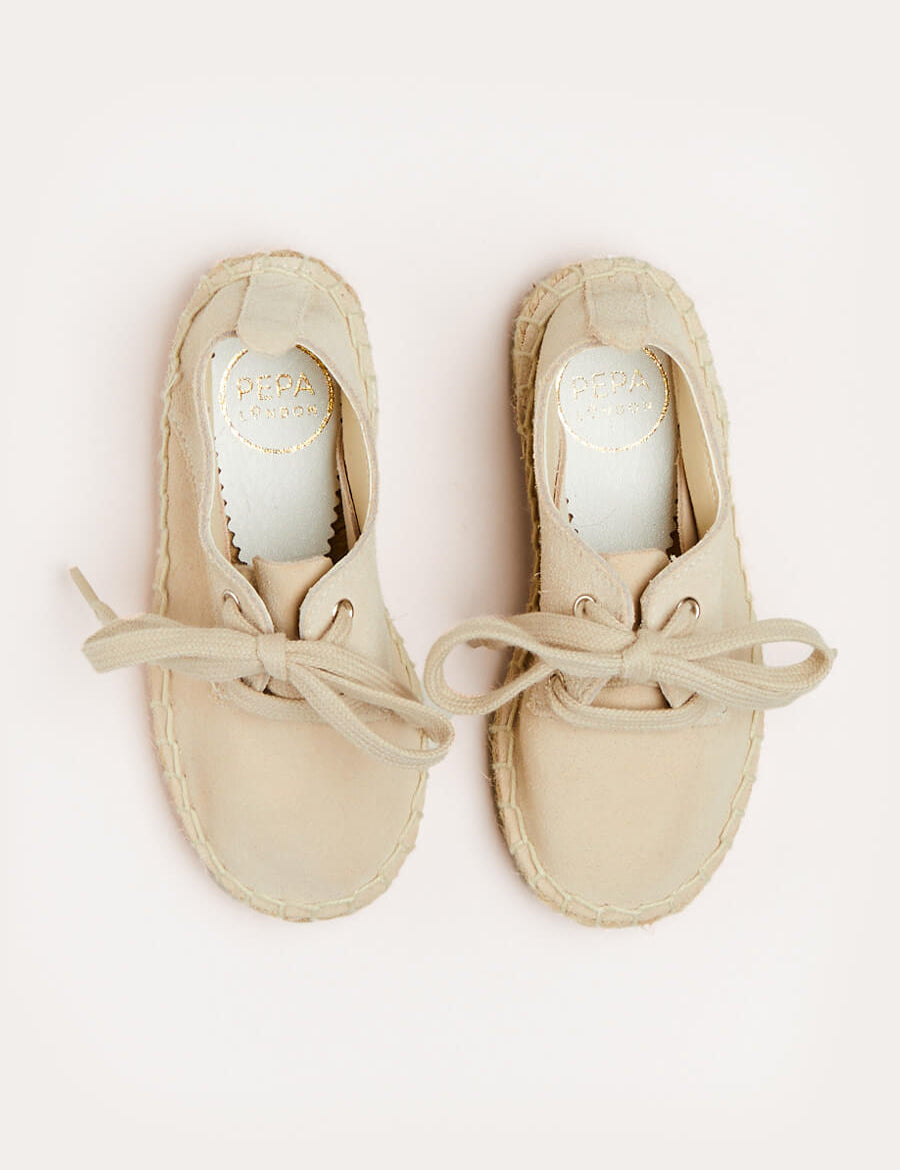 Suede Lace-up Espadrilles in Beige (24-35EU) Shoes from Pepa London US