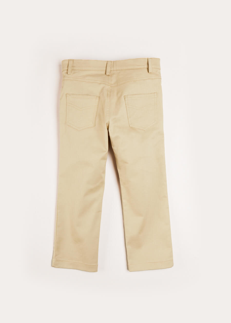 Plain Five Pocket Chino Trousers in Camel (4-10yrs) Trousers from Pepa London US