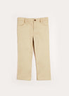 Plain Five Pocket Chino Trousers in Camel (4-10yrs) Trousers  from Pepa London US