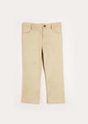 Plain Five Pocket Chino Trousers in Camel (4-10yrs) Trousers  from Pepa London