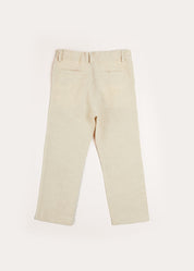 Plain Light Linen Trousers in Beige (4-10yrs) TROUSERS from Pepa London US