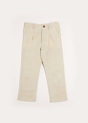 Plain Light Linen Trousers in Beige (4-10yrs) TROUSERS from Pepa London US