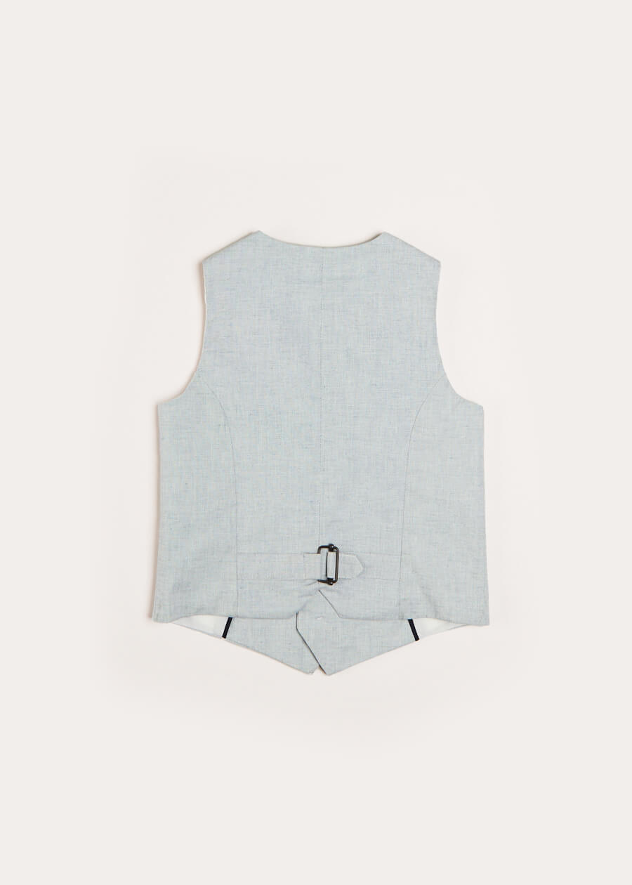 Plain Light Linen Vest in Blue (4-10yrs) Coats  from Pepa London US