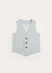 Plain Light Linen Vest in Blue (4-10yrs) Coats  from Pepa London US