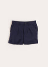 Plain Linen Shorts in Navy (4-10yrs) Shorts  from Pepa London US