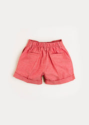 Plain Linen Toddler Shorts in Red (12mths-4yrs) Shorts from Pepa London US