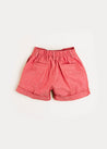 Plain Linen Toddler Shorts in Red (18mths-4yrs) Shorts  from Pepa London US