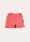 Plain Linen Toddler Shorts in Red (18mths-4yrs) Shorts  from Pepa London US