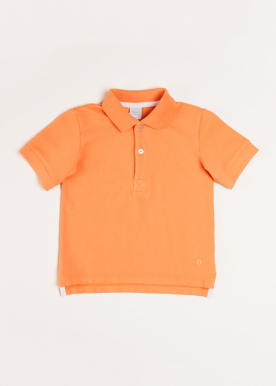 Plain Short Sleeve Polo Top in Tangerine (2-10yrs) TOPS & BODYSUITS from Pepa London US
