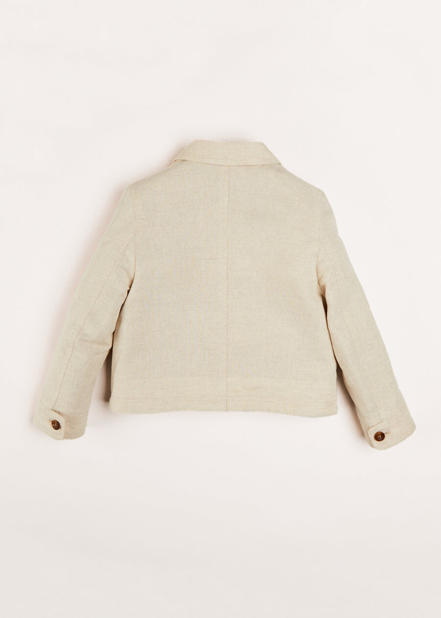 Polo Collar Button Down Jacket in Beige (4-10yrs) Coats  from Pepa London US