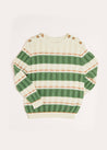 Striped Cable Knit Jumper in Green (4-10yrs) Knitwear  from Pepa London US