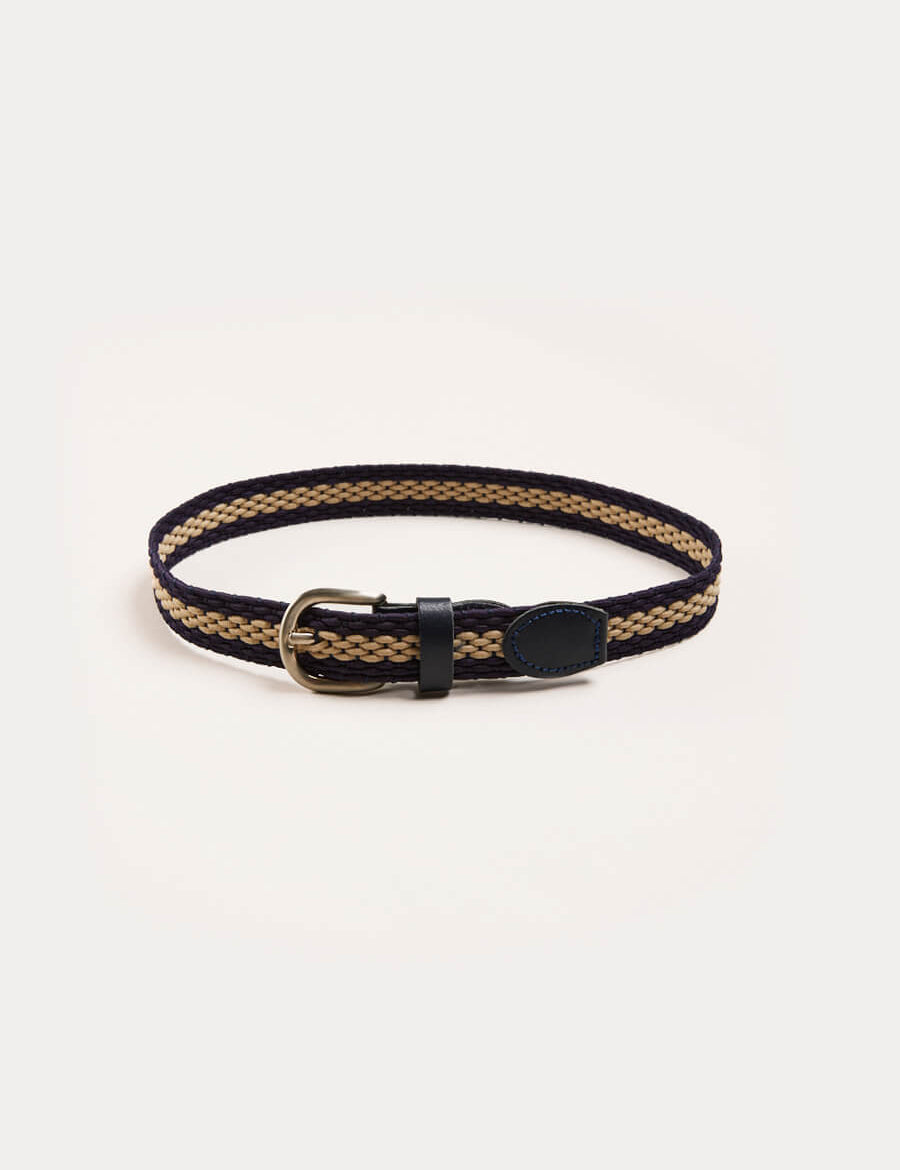 Striped Leather Braided Belt in Blue (XS-S) Belts & Braces  from Pepa London US