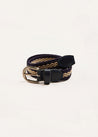 Striped Leather Braided Belt in Blue (XS-S) Belts & Braces  from Pepa London US