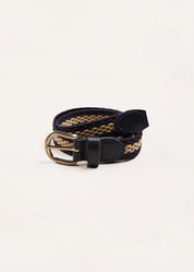 Striped Leather Braided Belt in Blue (XS-L) Belts & Braces from Pepa London