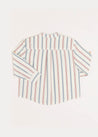 Striped Polo Collar Long Sleeve Shirt in Red (4-10yrs) Shirts  from Pepa London US