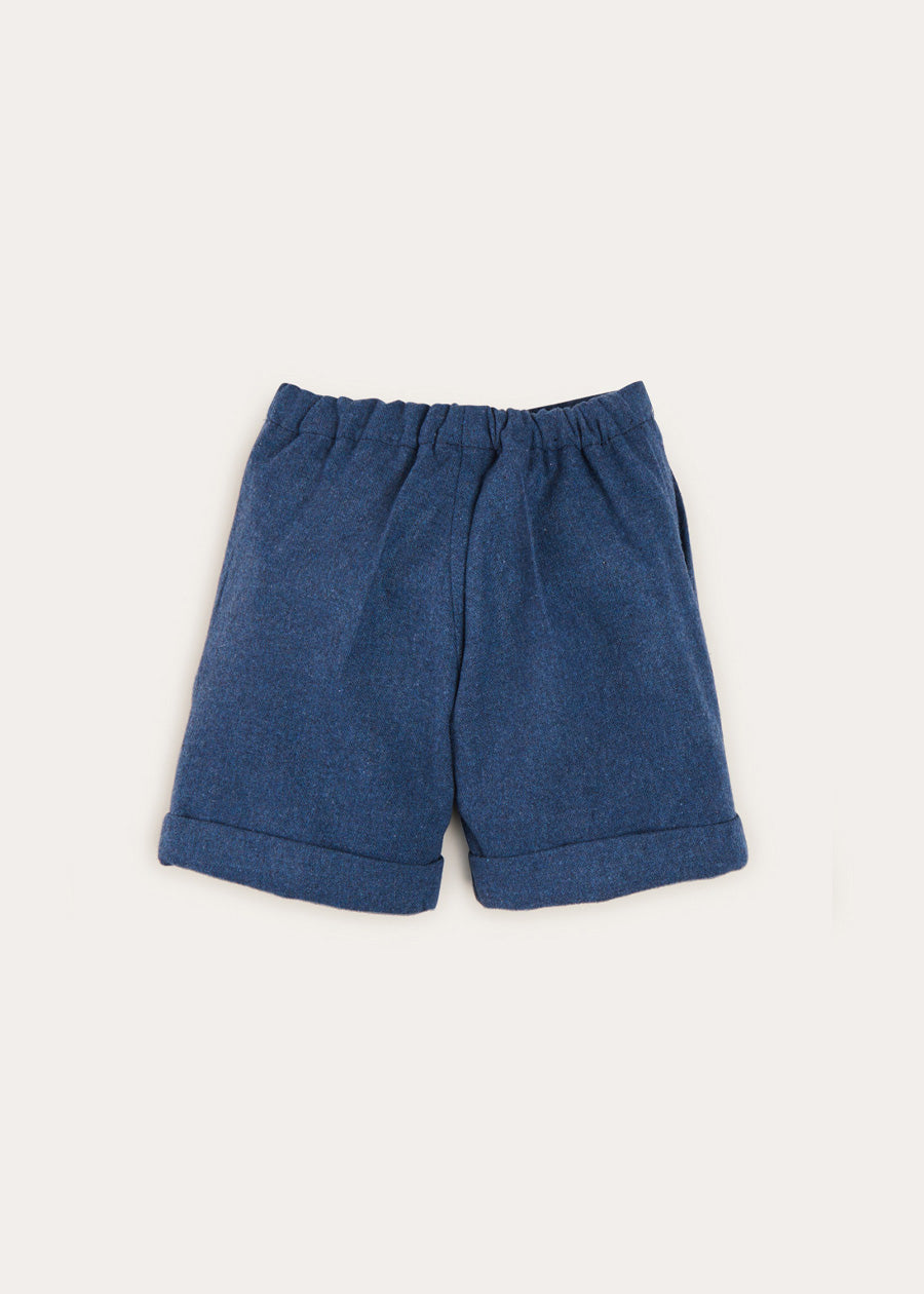 Wool Plain Shorts With Turn Ups In Blue (18mths-4yrs) SHORTS from Pepa London US
