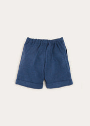 Wool Plain Shorts With Turn Ups In Blue (18mths-4yrs) SHORTS from Pepa London US