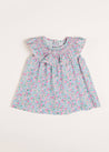 Amelia Floral Print Smock Detail Sleeveless Blouse in Pink (3-10yrs) Blouses  from Pepa London US