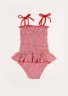 Annie Floral Print Smock Detail Swimsuit in Pink (2-8yrs) Swimwear  from Pepa London US