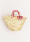 Annie Floral Print Bow Detail Straw Bag in Pink (S-M) Accessories  from Pepa London US