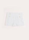 Broderie Anglais Button Detail Shorts in White (4-10yrs) Shorts  from Pepa London US