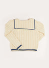 Cable Knit Mariner Cardigan in Beige (4-10yrs) Knitwear  from Pepa London US