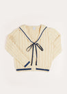 Cable Knit Mariner Cardigan in Beige (4-10yrs) Knitwear  from Pepa London US