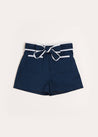 Contrast Trim Bow Front Shorts in Navy (2-10yrs) Shorts  from Pepa London US