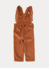 Corduroy Ruffle Detail Long Dungarees In Brown (4-10yrs) DUNGAREES  from Pepa London US