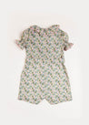 Emilia Floral Print Short Sleeve Playsuit in Green (4-10yrs) Dungarees  from Pepa London US