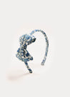 Daphne Floral Print Medium Bow Headband in Blue Hair Accessories  from Pepa London US