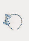 Daphne Floral Print Medium Bow Headband in Blue Hair Accessories  from Pepa London US