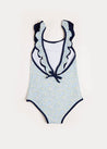 Matilda Floral Print Ruffle Trim Swimsuit in Blue (2-8yrs) Swimwear  from Pepa London US
