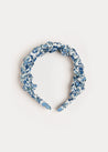 Daphne Floral Print Scrunchie Headband in Blue Hair Accessories  from Pepa London US