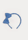 Broderie Anglaise Medium Bow Headband in Blue Hair Accessories  from Pepa London US
