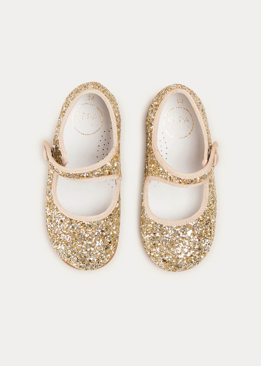 Glittery Mary Jane Shoes in Gold (24-37EU) SHOES from Pepa London