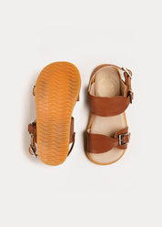 Leather Buckle Detail Sandals in Camel (24-34EU) SHOES from Pepa London US