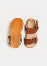 Leather Buckle Detail Sandals in Camel (24-34EU) Shoes  from Pepa London US