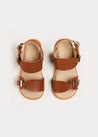 Leather Buckle Detail Sandals in Camel (24-34EU) Shoes from Pepa London US