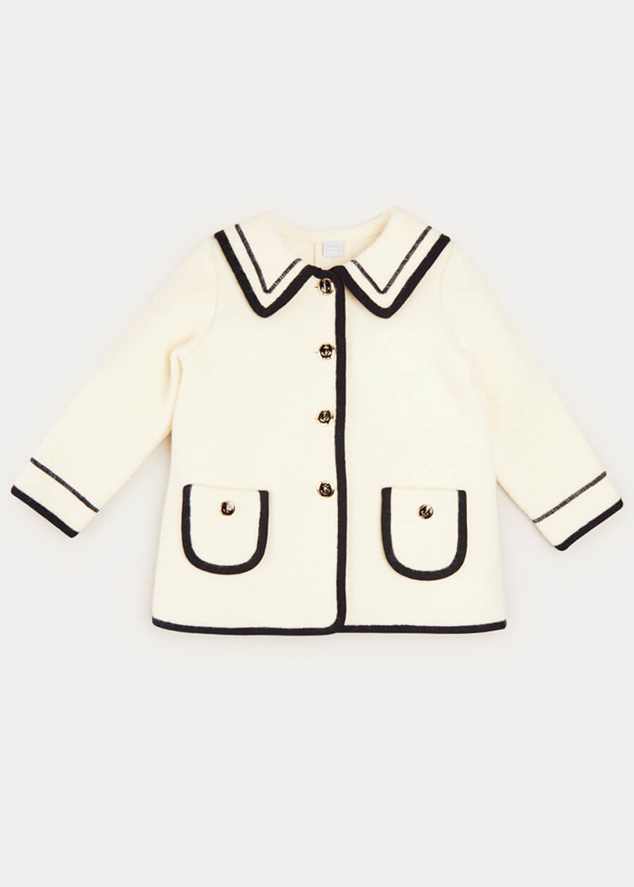 Mariner Collar Pocket Detail Jacket In Cream (4-10yrs) COATS from Pepa London US